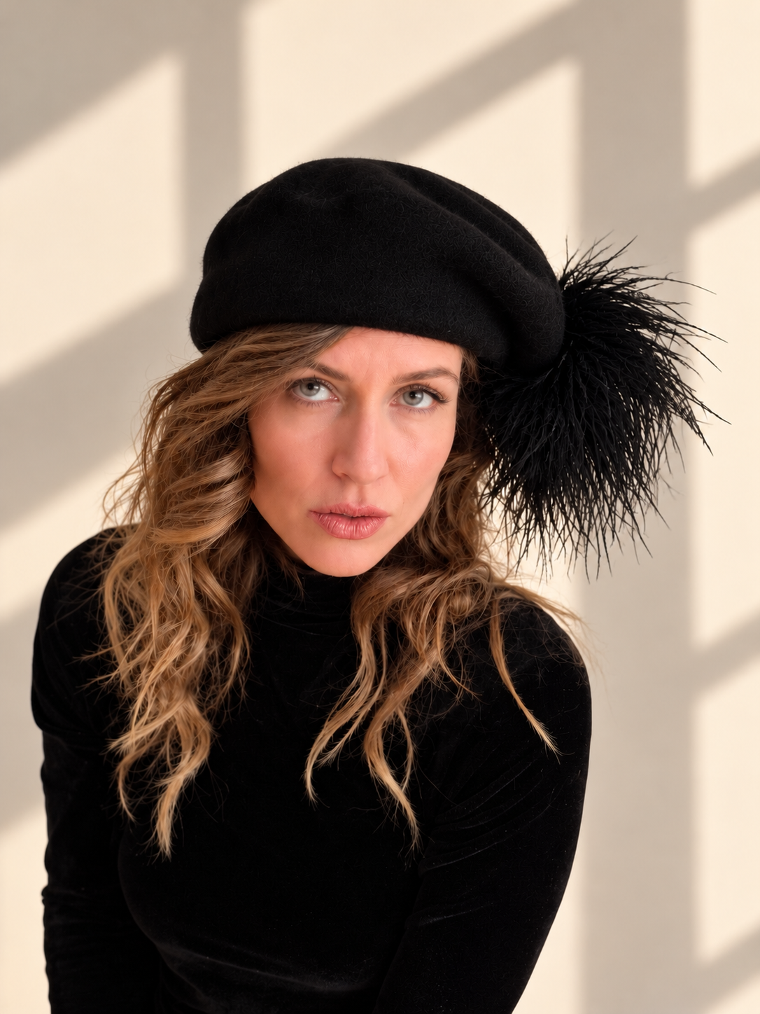 The Feather Pom-Pom Beret