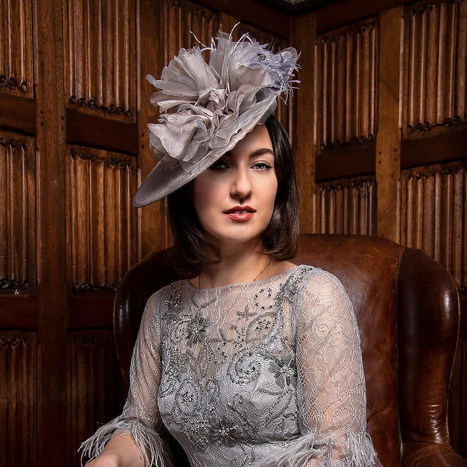 Grey Floral Fascinator