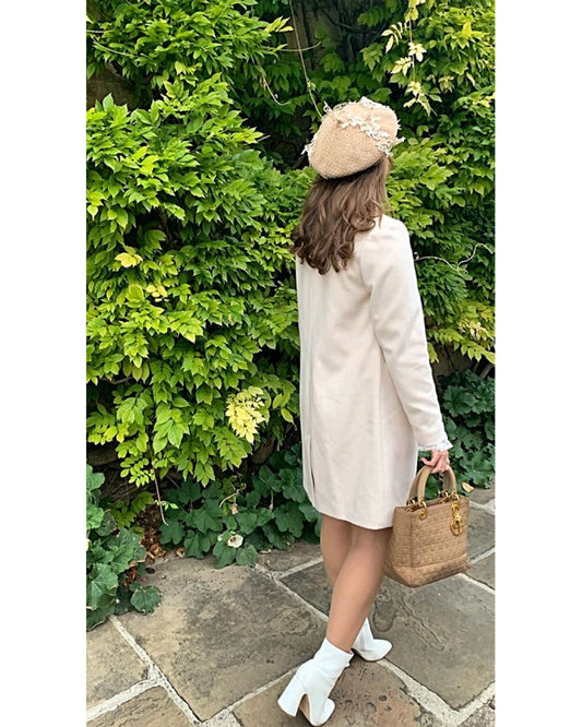 C Embroidery beret wool