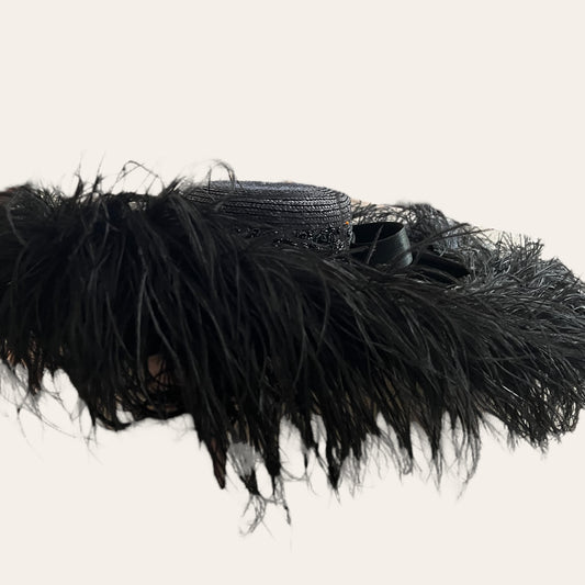 A Sophie black ostrich feathered hat